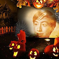 Photo effect - Among Halloween pumpkins
