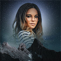 Photo effect - Dissolved in night mountains