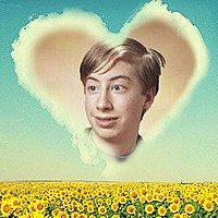 Photo effect - Heart above the sunflowers