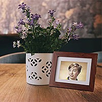Photo effect - Photo frame near flowepot
