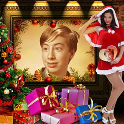 Photo effect - Cute snow girl has presents for you