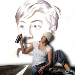 Photo effect - Graffiti by the cute girl