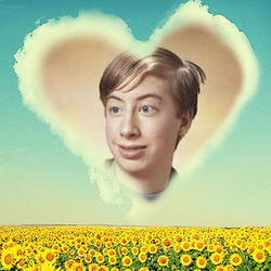 Photo effect - Heart above the sunflowers