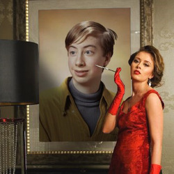 Photo effect - Smoking lady in red
