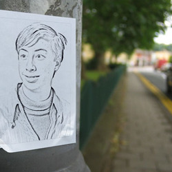 Photo effect - Paper pasted on the pillar
