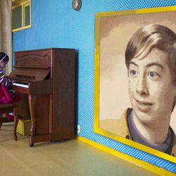 Photo effect - Practice of the young pianist