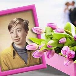 Photo effect - Delicate bouquet of pink tulips
