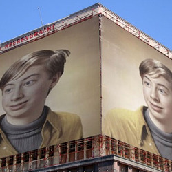 Photo effect - Two ads on the building