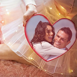 Photo effect - Valentines Day. Holding a heart in hands