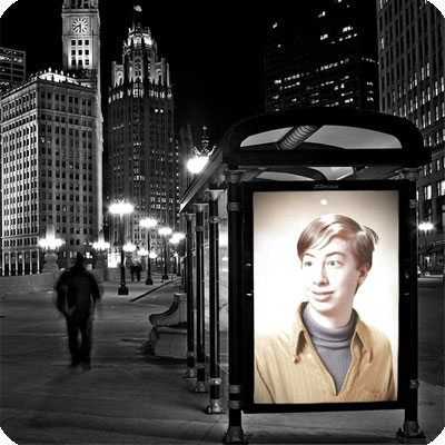 Photo effect - Loneliness on the bus stop