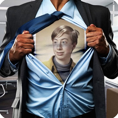 Photo effect - Business icon on the chest