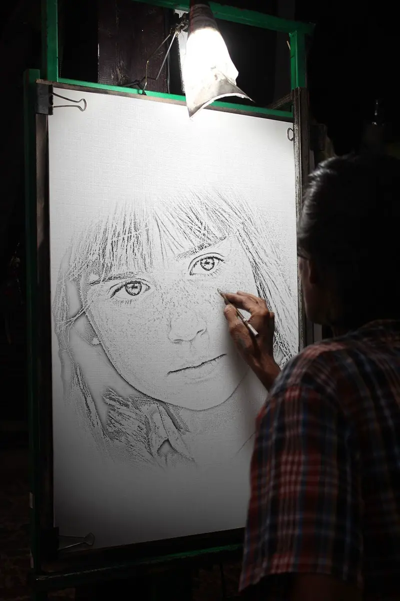 Photo effect - Drawing in the night