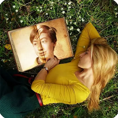 Photo effect - Girl is lying on the grass