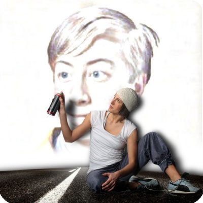 Photo effect - Graffiti by the cute girl