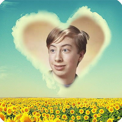 Photo effect - Heart above the sunflowers