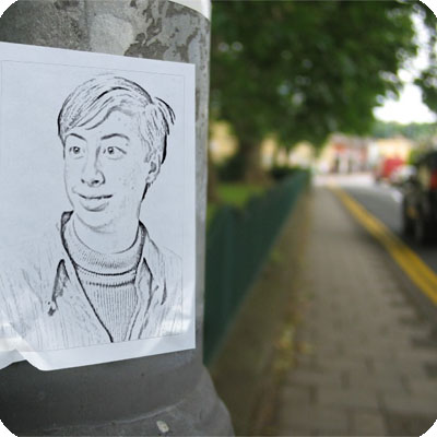 Photo effect - Paper pasted on the pillar