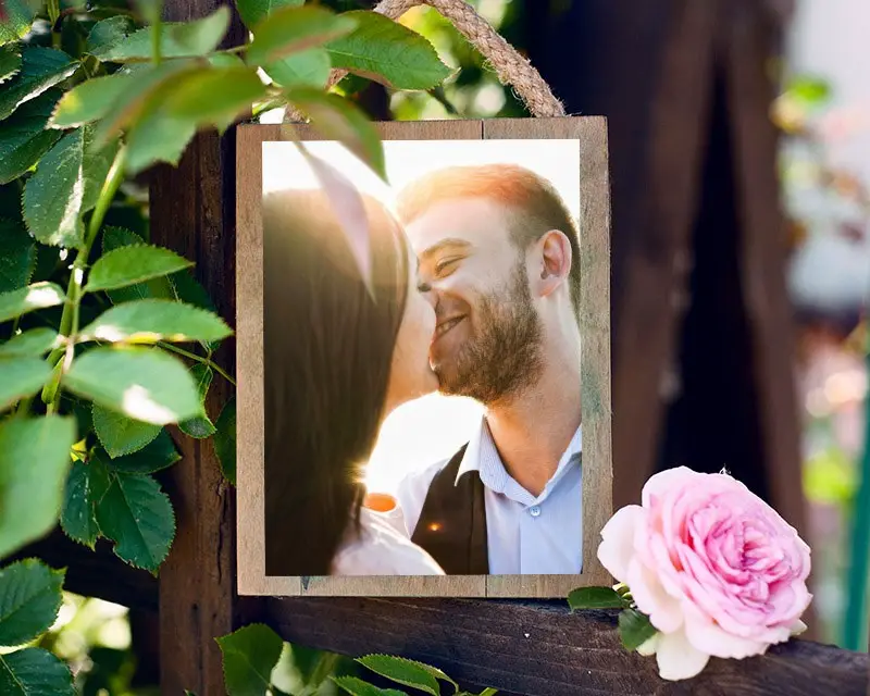 Photo effect - Photo among the rosebush
