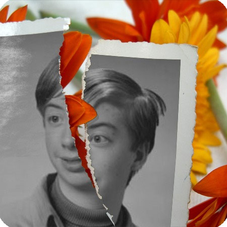 Photo effect - Torn black and white photo