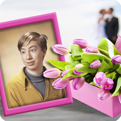 Photo effect - Delicate bouquet of pink tulips