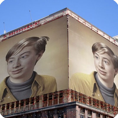 Photo effect - Two ads on the building