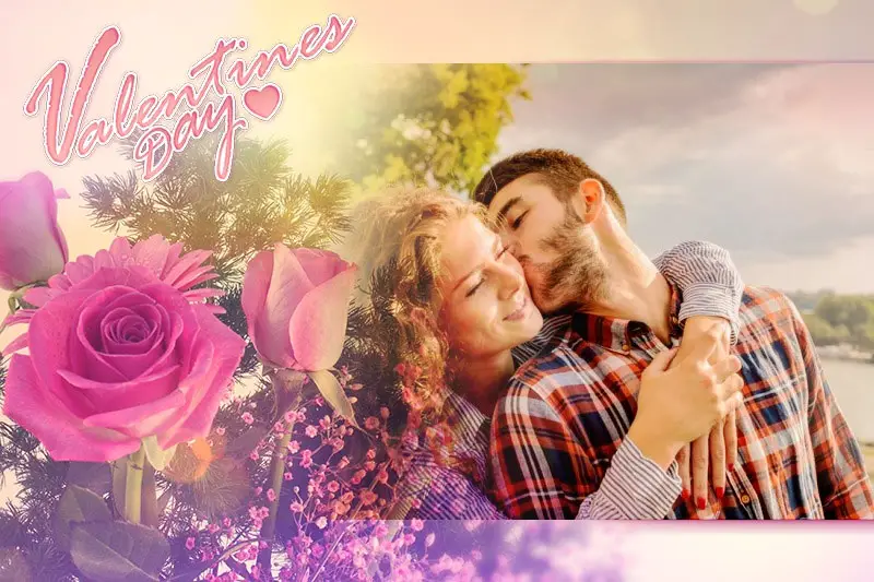 Photo effect - Valentines Day. Behind the flowers